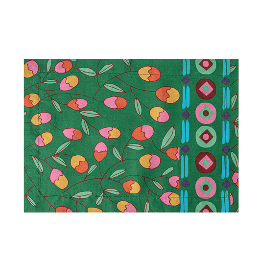 Linen Placemat in a green floral pattern
