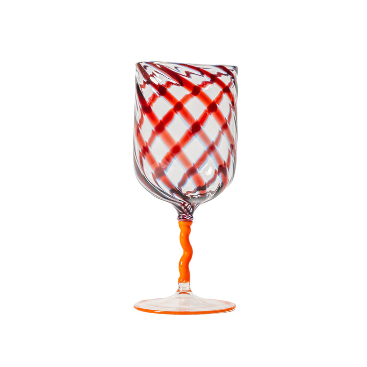Red Stripes Borosilicate Orange Stem Glass