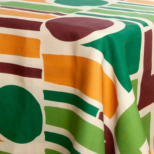 Shapes Green Linen Tablecloth
