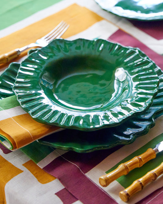 Green Flower Handmade Dinner Plate