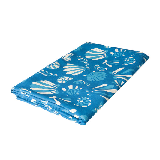 Shells Blue Linen Tablecloth