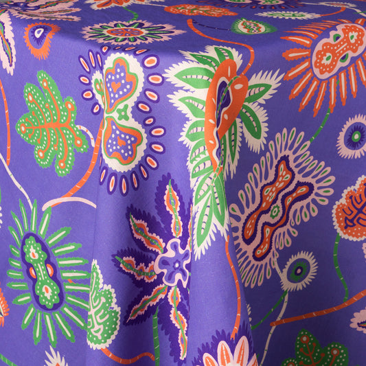 Mystical Garden Purple Linen Tablecloth