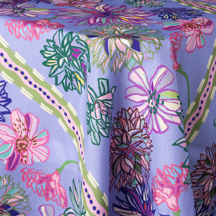Flower Fields Lilac Linen Tablecloth