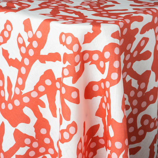 Corals Red Linen Tablecloth
