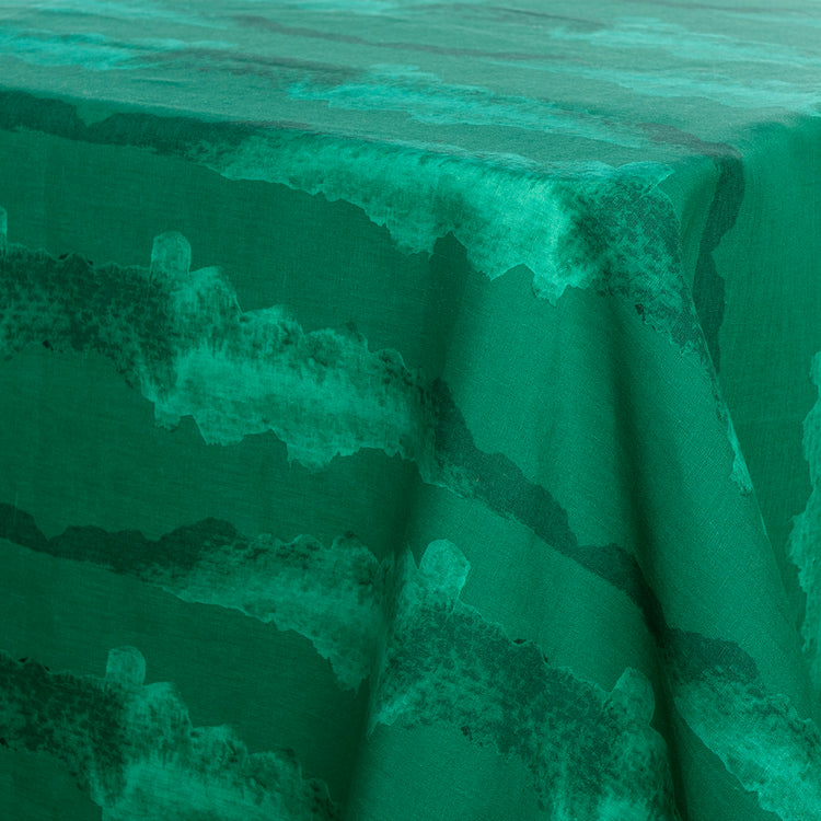 Tie-Dye Green Linen Tablecloth