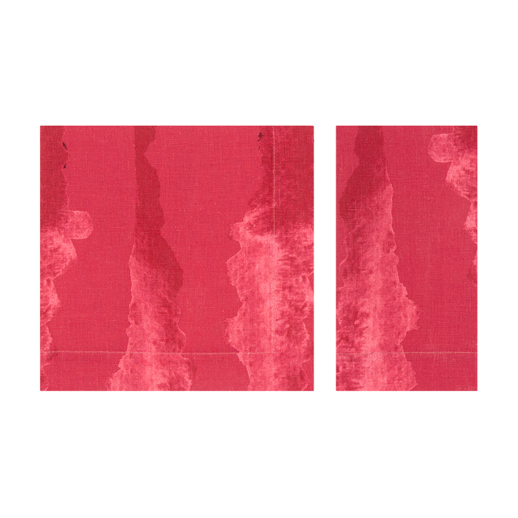 Set of 4 Tie-Dye Red Linen Napkins