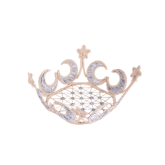 Moon Handwoven Natural & Silver Square Basket