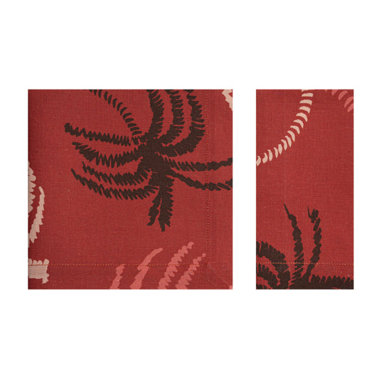 Red Linen Napkin with palm trees