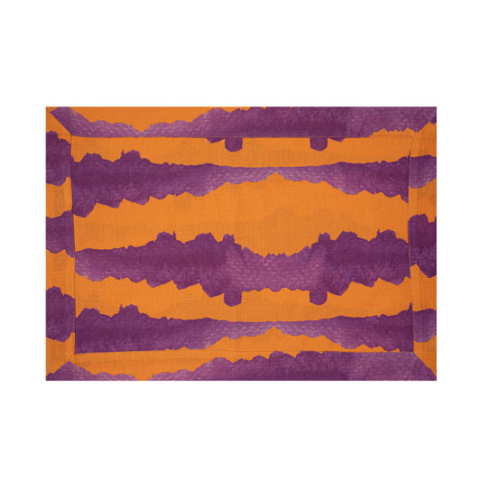 Linen Placemat in a orange tie-dye pattern