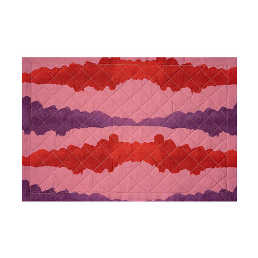 Linen Quilted Placemat in a pink tie-dye pattern
