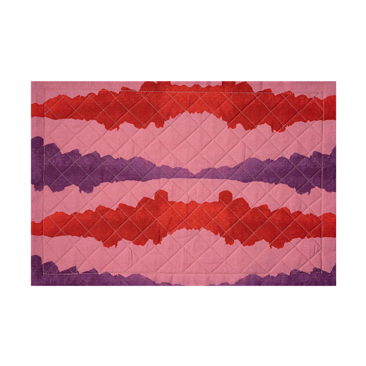 Linen Quilted Placemat in a pink tie-dye pattern