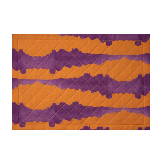 Linen Quilted Placemat in an orange tie-dye pattern