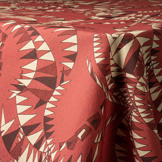 Red Palm Trees Linen Tablecloth