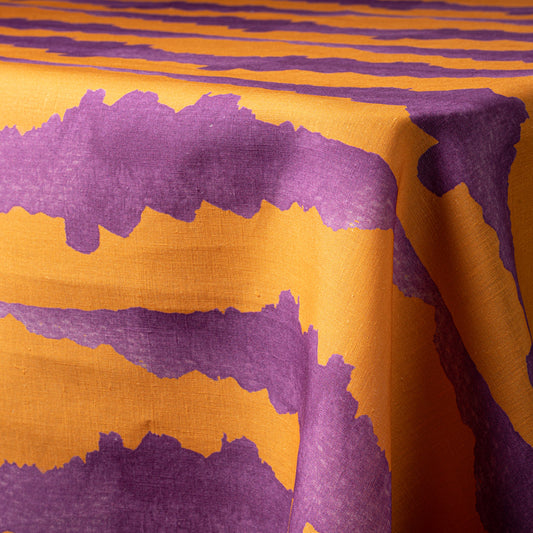 Orange Tie-Dye Linen Tablecloth