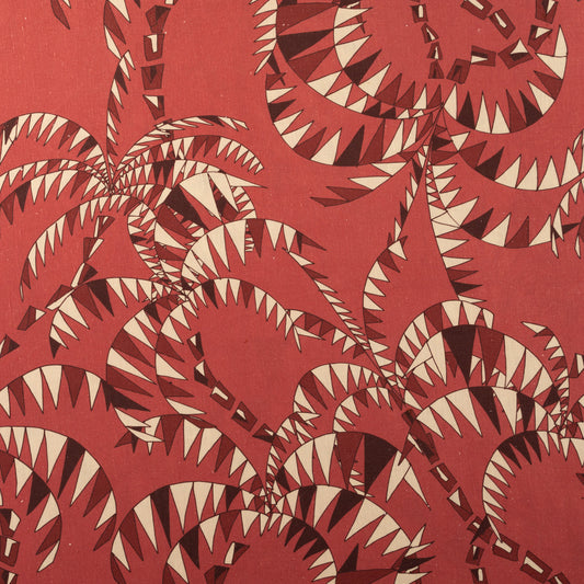 Red Linen Quilted Placemat in a palm trees pattern