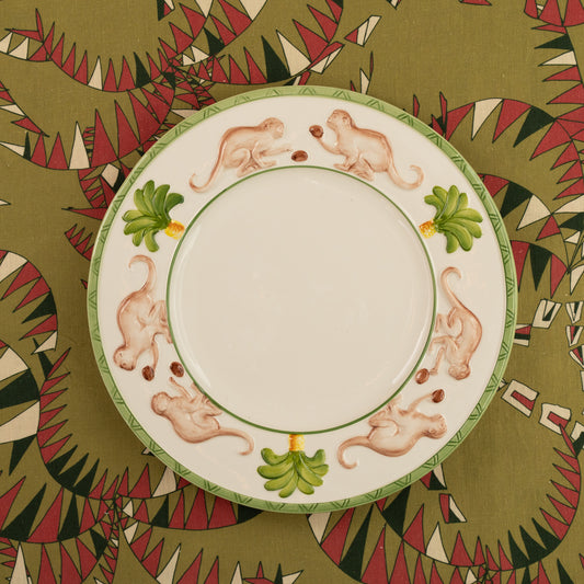 Olive Green Linen Placemat in a palm trees pattern